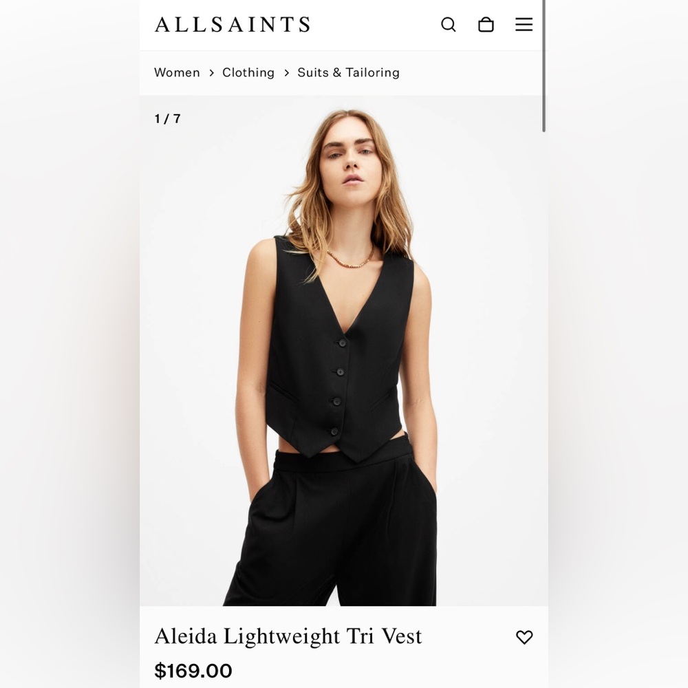 AllSaints Aleida Lightweight Tri Vest